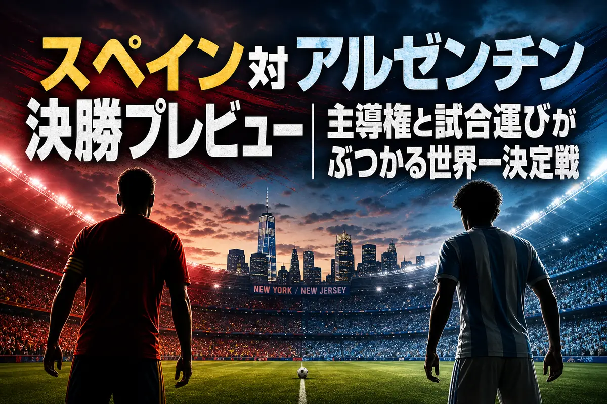世界一を懸けて対峙するスペインとアルゼンチンをイメージしたスタジアム風景。
