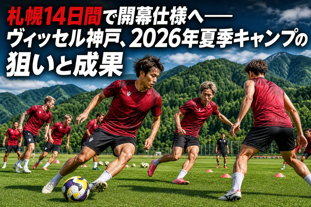 札幌の緑に囲まれた天然芝で練習するサッカーチーム。