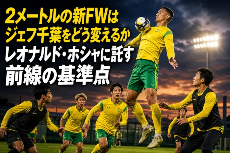 高いボールを収める大型FWと前へ走る味方選手。