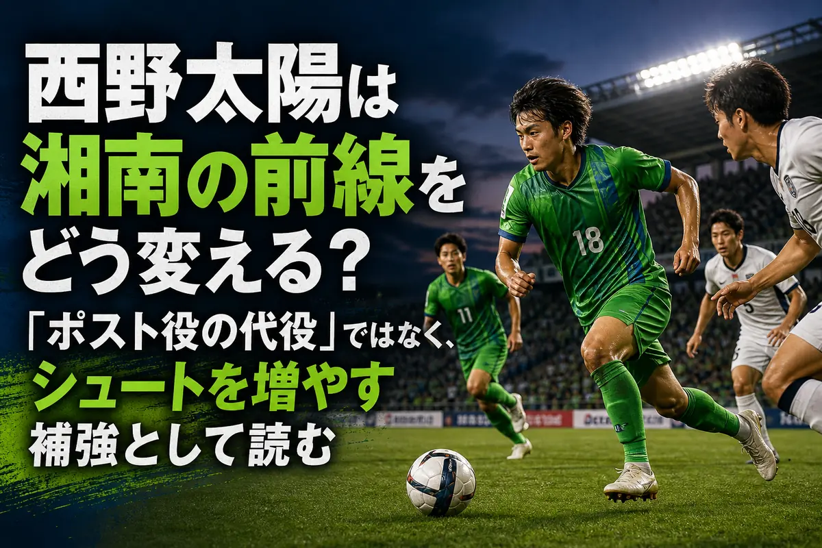 ゴール前へ走り込む湘南ベルマーレのFWをイメージした写真。