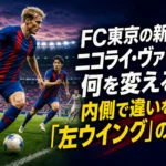 FC東京の新戦力ニコライ・ヴァリスは何を変える? 内側で違いを作る「左ウイング」の価値 FC東京の青赤の選手が左サイドから中央へ進入するイメージ。