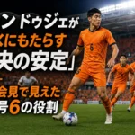 清水エスパルスの背番号6が中盤でボールを奪い攻撃へつなぐイメージ。
