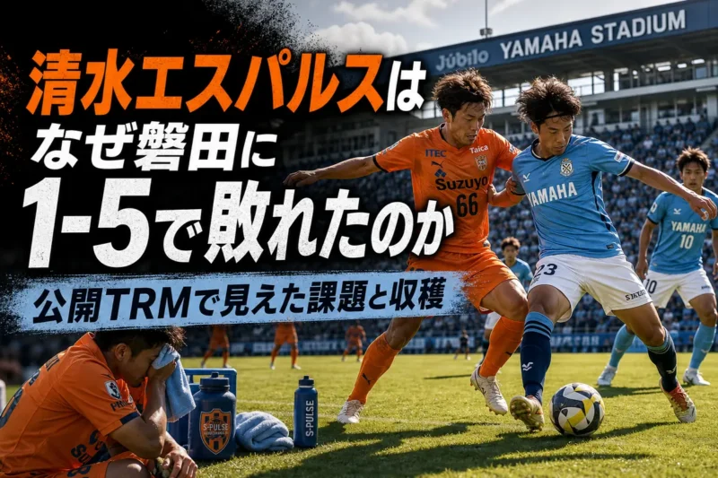 ヤマハスタジアムで公開トレーニングマッチを戦う清水と磐田の選手たち。