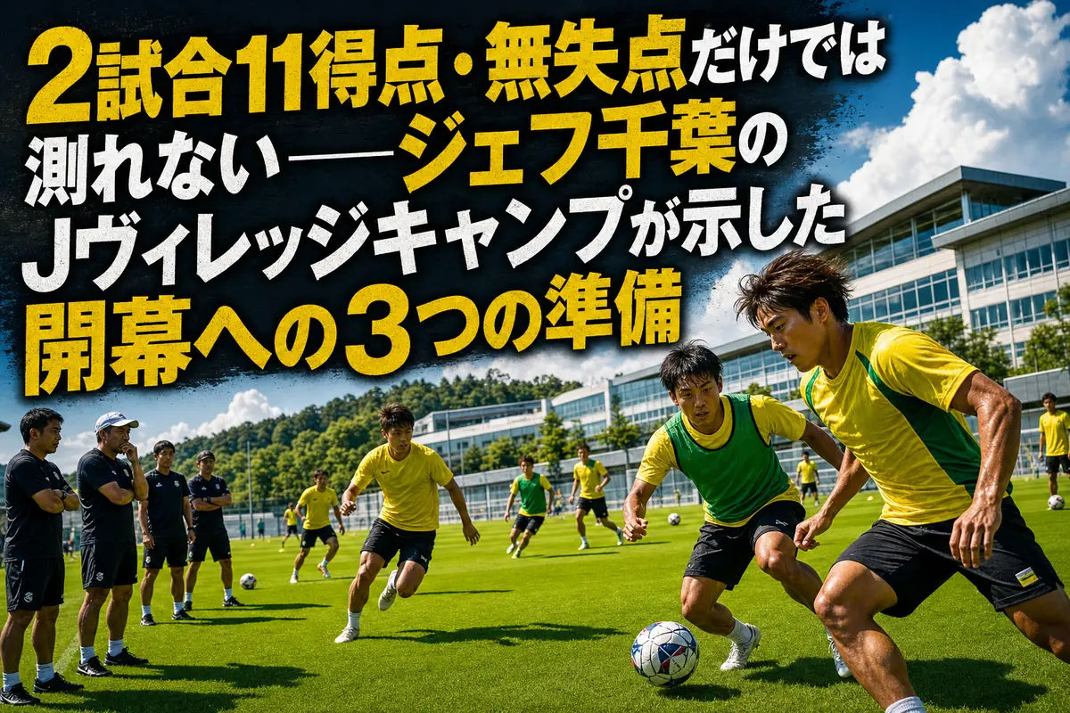 Jヴィレッジのピッチで夏季トレーニングに励むサッカーチーム。