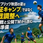 ブラウブリッツ秋田の夏は「遠征キャンプ」ではなく実戦調整へ――藤枝戦と公開TMから読む開幕準備 夏の秋田で実戦形式のトレーニングに臨む青いユニフォームのサッカー選手たち。