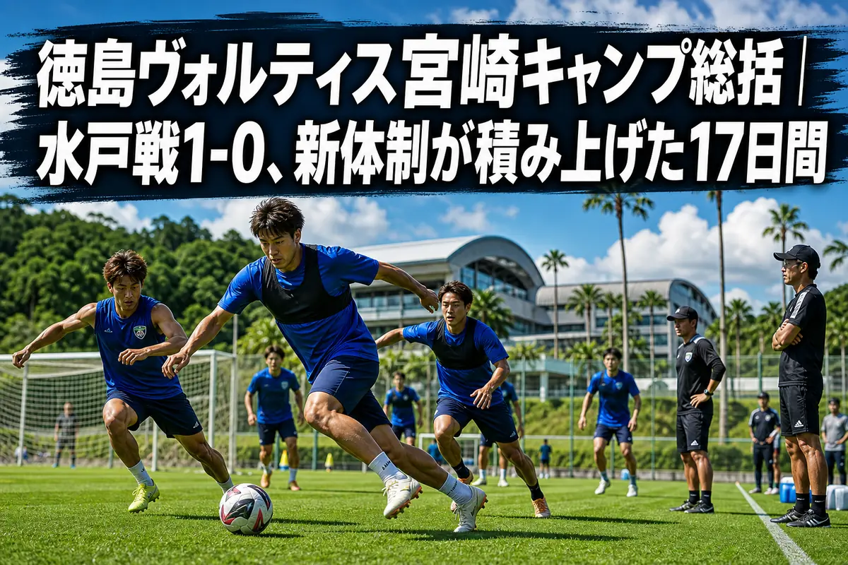 宮崎の練習場で夏季キャンプに取り組むサッカーチームのイメージ。