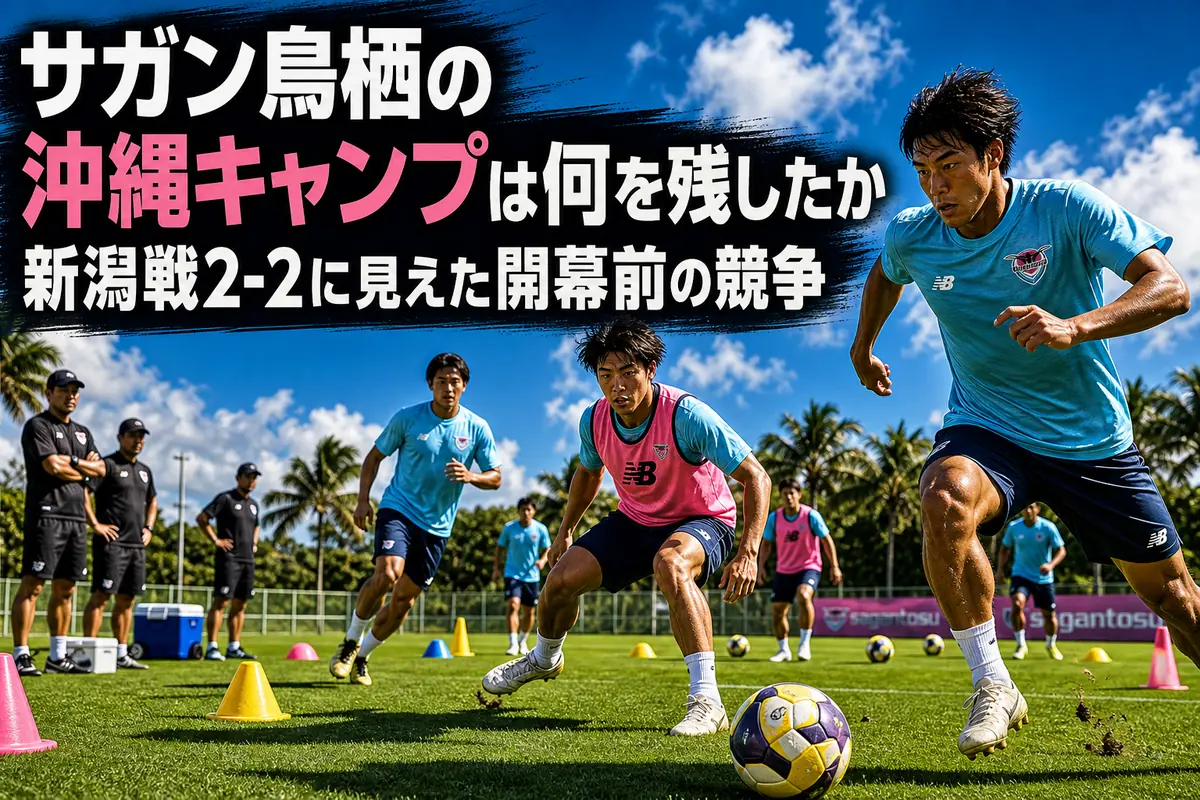 沖縄の練習場で夏季キャンプに取り組むサガン鳥栖の選手たち。