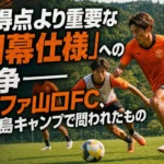 13得点より重要な「開幕仕様」への競争――レノファ山口FC、鹿児島キャンプで問われたもの 鹿児島の緑豊かなグラウンドでトレーニングに励むサッカーチームのイメージ。