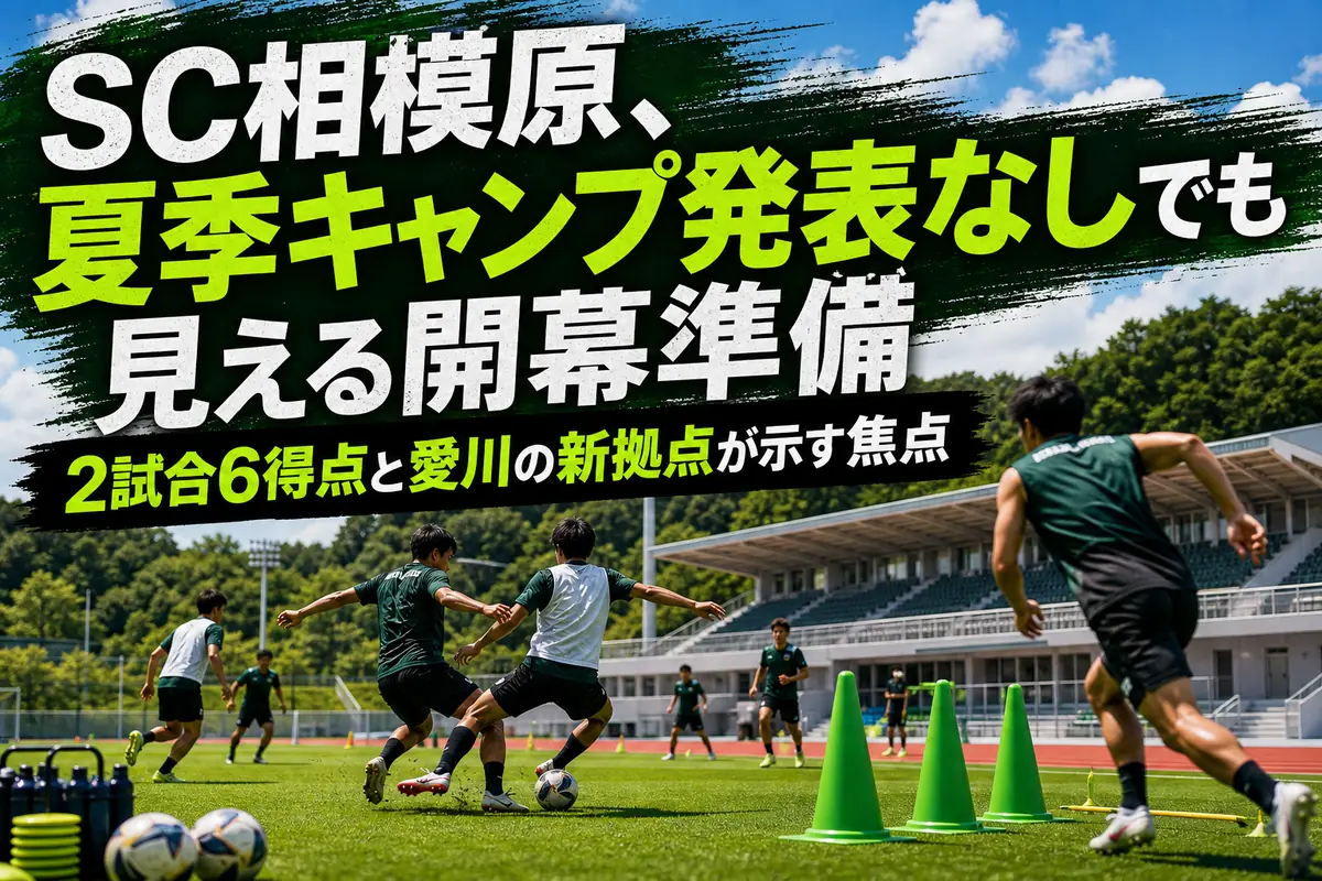 夏の練習場で開幕に向けて調整するサッカーチーム。