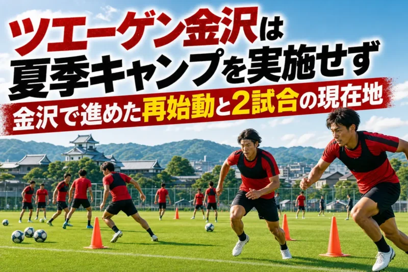 夏の練習場でトレーニングに取り組むサッカーチーム。