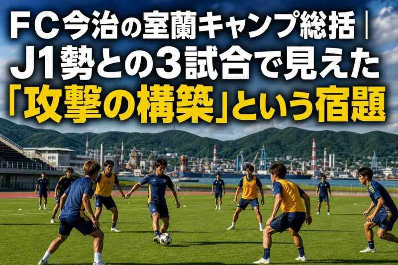北海道室蘭のピッチで夏季キャンプに取り組むＦＣ今治をイメージした風景。