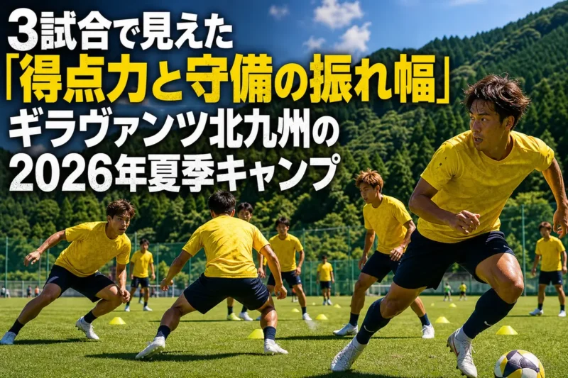 宮崎の緑に囲まれたピッチで夏季トレーニングに取り組むサッカーチーム。