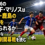 新シーズンの開幕戦で激しくボールを争う横浜FMと鹿島の選手たち。