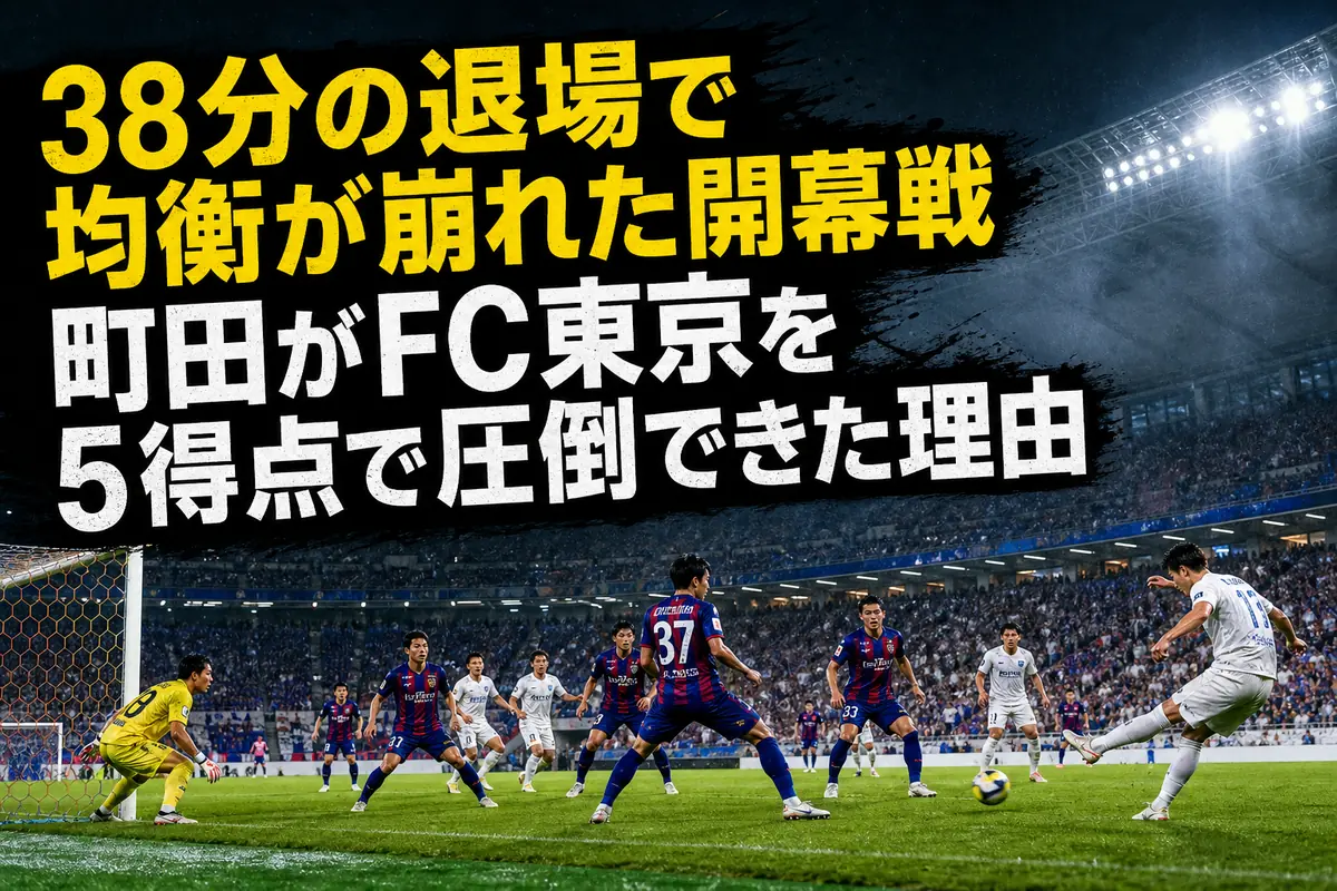 味の素スタジアムでFC東京とFC町田ゼルビアが激しく競り合う様子。