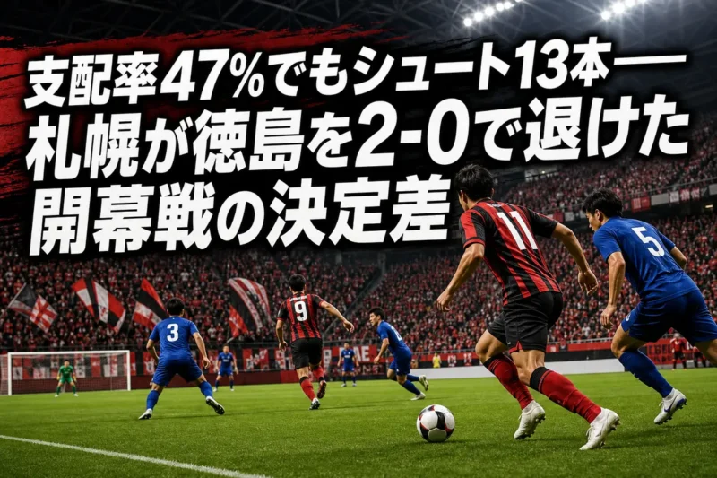 札幌の選手が徳島守備陣に対して前進する開幕戦のイメージ。
