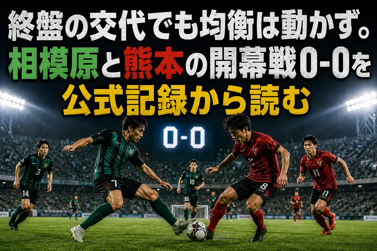 夏のナイトゲームで競り合うSC相模原とロアッソ熊本の選手たち。