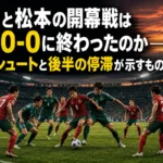 高知ユナイテッドSCと松本山雅FCが開幕戦で競り合うイメージ。