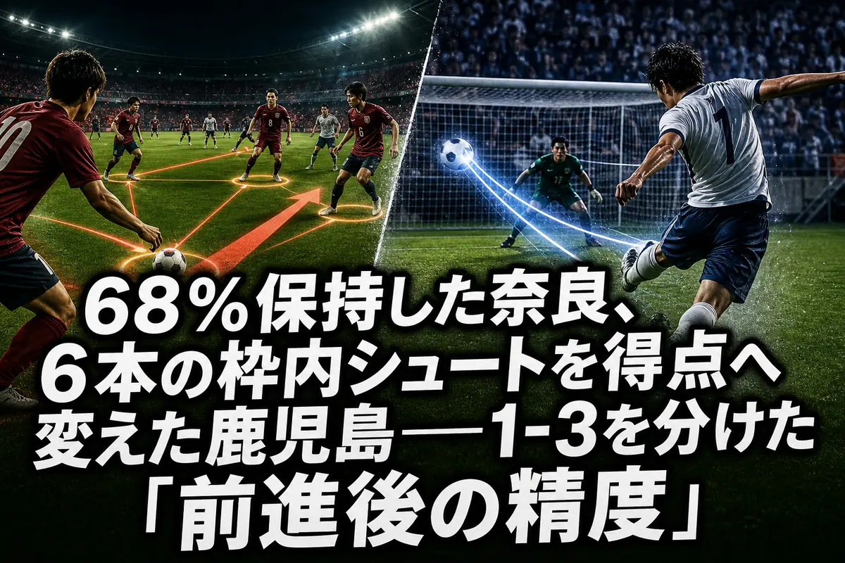 68%保持した奈良、6本の枠内シュートを得点へ変えた鹿児島——1-3を分けた「前進後の精度」