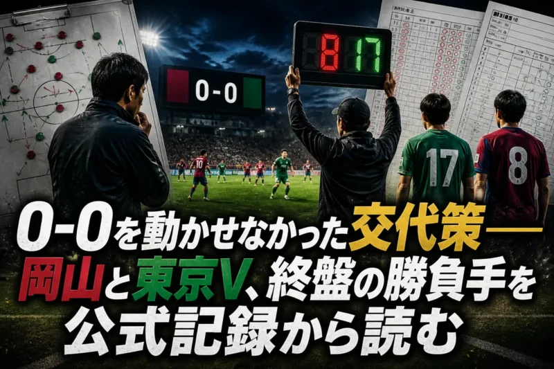 0-0を動かせなかった交代策――岡山と東京V、終盤の勝負手を公式記録から読む