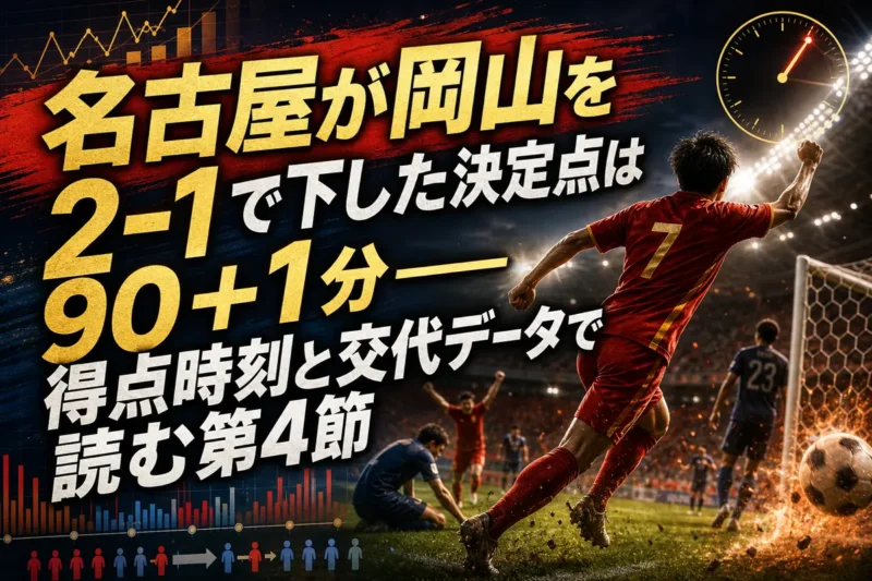 名古屋が岡山を2-1で下した決定点は90+1分――得点時刻と交代データで読む第4節