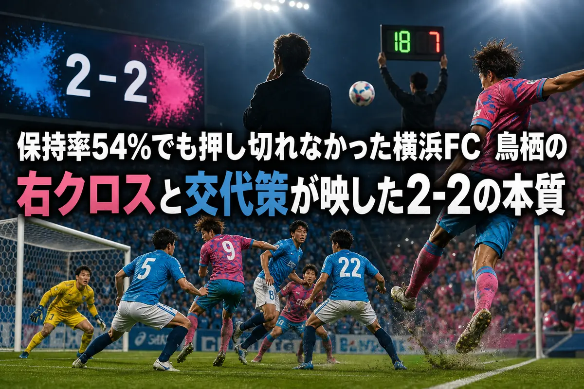 保持率54％でも押し切れなかった横浜FC　鳥栖の右クロスと交代策が映した2-2の本質