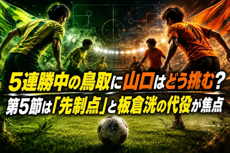 5連勝中の鳥取に山口はどう挑む？ 第5節は「先制点」と板倉洸の代役が焦点