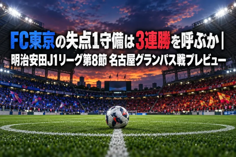 ナイターの照明に照らされたサッカースタジアムのピッチとセンターサークルのボール