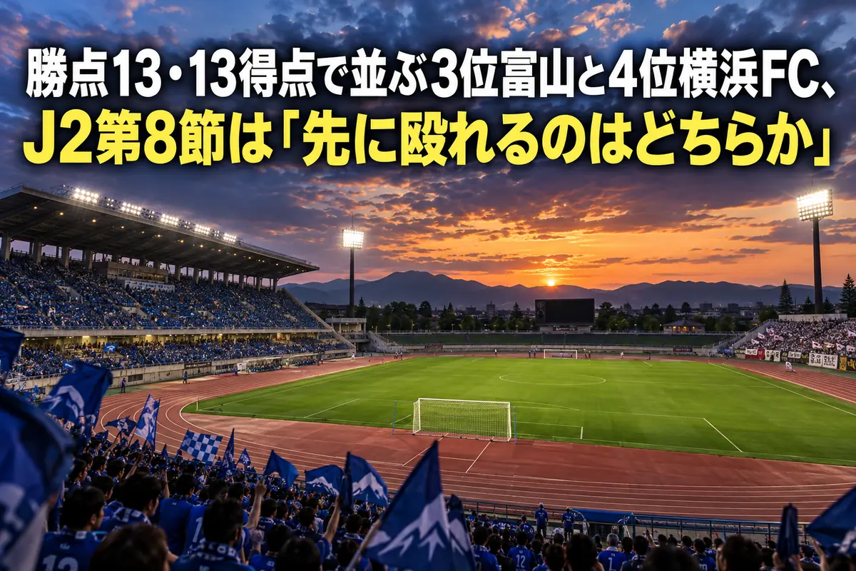 夕方の陸上競技場でキックオフを待つスタジアムの様子