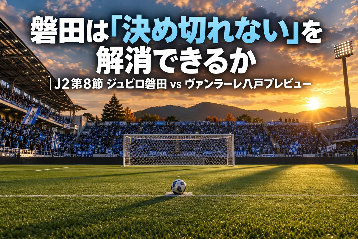 夕方の日差しが差し込むサッカースタジアムのピッチとゴール前の風景
