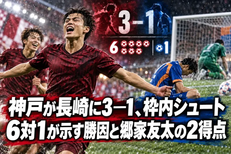神戸が長崎に3―1、枠内シュート6対1が示す勝因と郷家友太の2得点