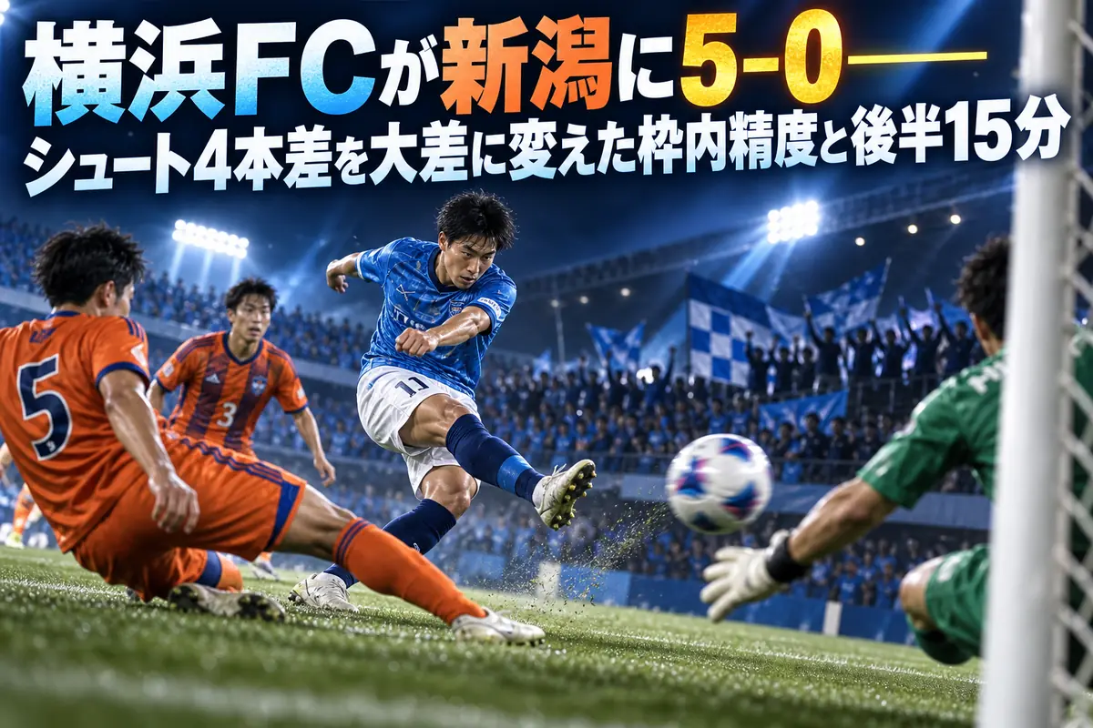 横浜ＦＣが新潟に5–0――シュート4本差を大差に変えた枠内精度と後半15分