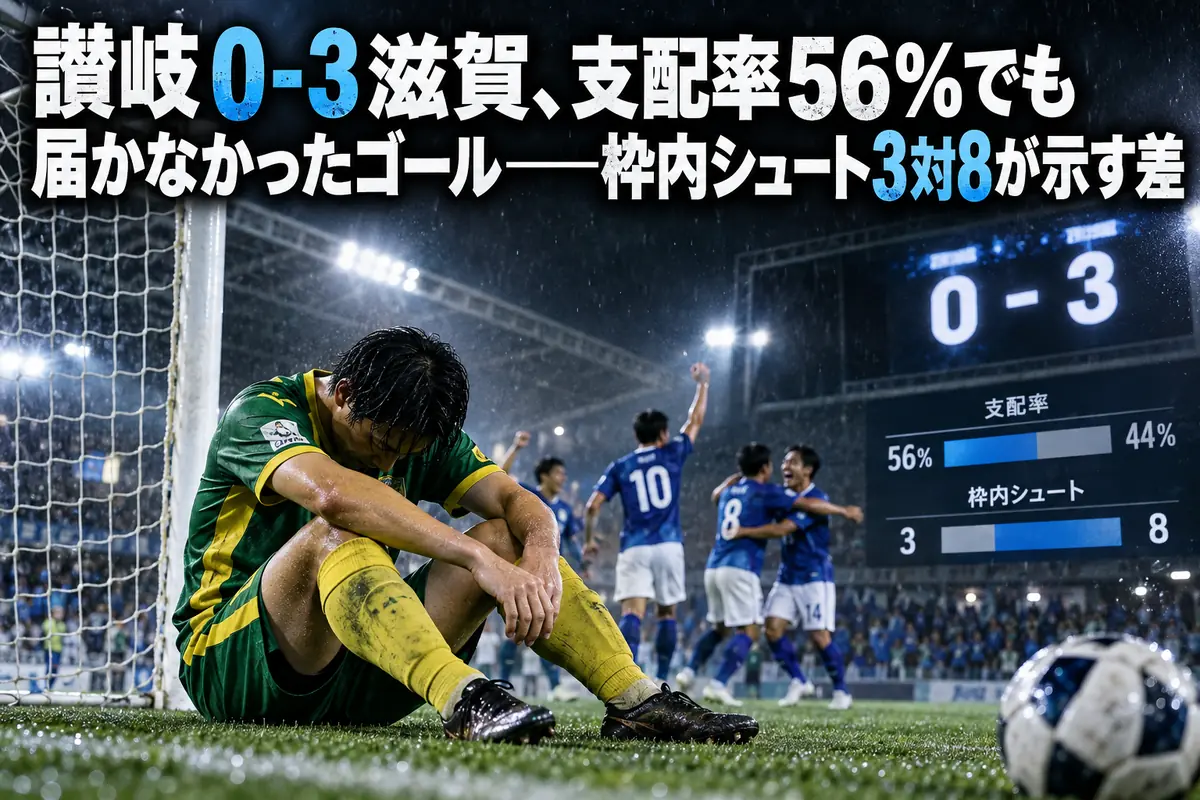 讃岐0-3滋賀、支配率56％でも届かなかったゴール――枠内シュート3対8が示す差