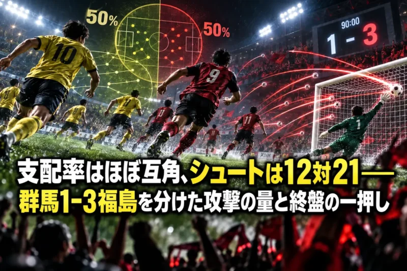 支配率はほぼ互角、シュートは12対21——群馬1-3福島を分けた攻撃の量と終盤の一押し