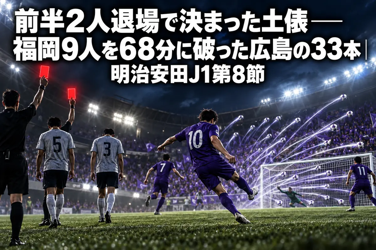 前半2人退場で決まった土俵──福岡9人を68分に破った広島の33本｜明治安田J1第8節