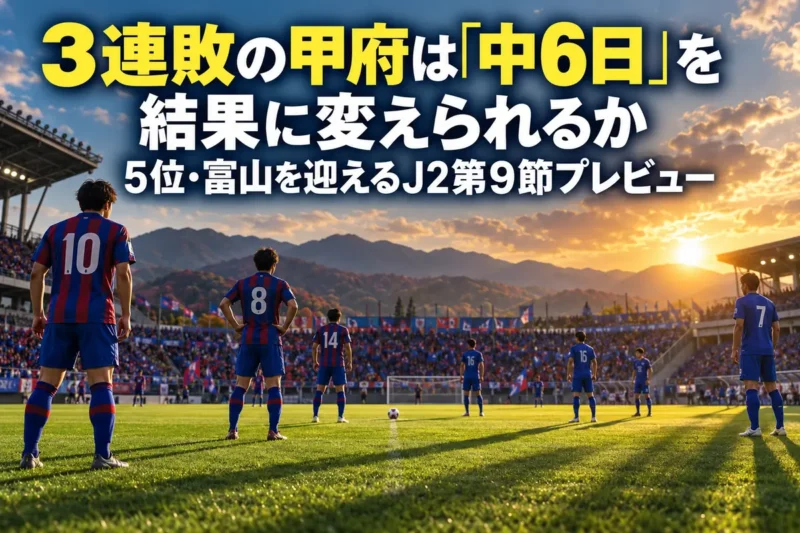 夕方の光の中、キックオフを前に向き合う両チームの選手たち