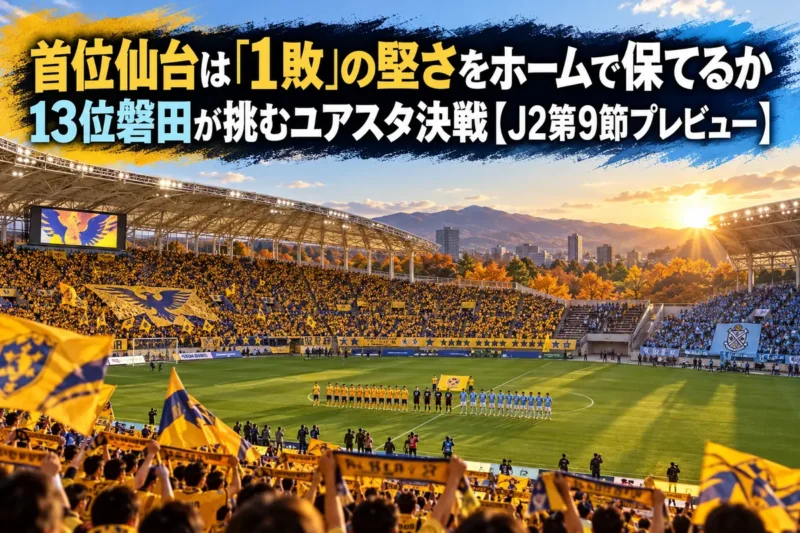 秋の午後、キックオフを待つサッカースタジアムの様子