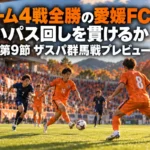 ホーム4戦全勝の愛媛FCは早いパス回しを貫けるか J3第9節 ザスパ群馬戦プレビュー オレンジのユニフォームの選手たちが素早くパスをつなぐJ3の試合をイメージしたイラスト
