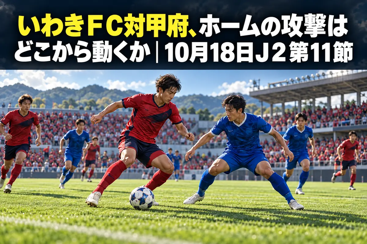 昼間のサッカースタジアムでボールを競り合う選手たちのイメージ。
