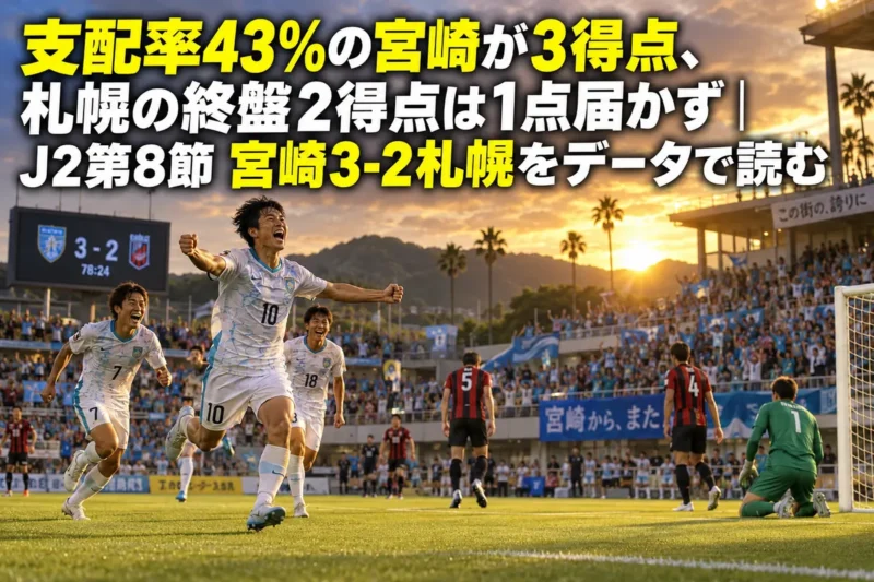 晴れた夕方のサッカー場でゴールを喜ぶ選手たちのイメージ