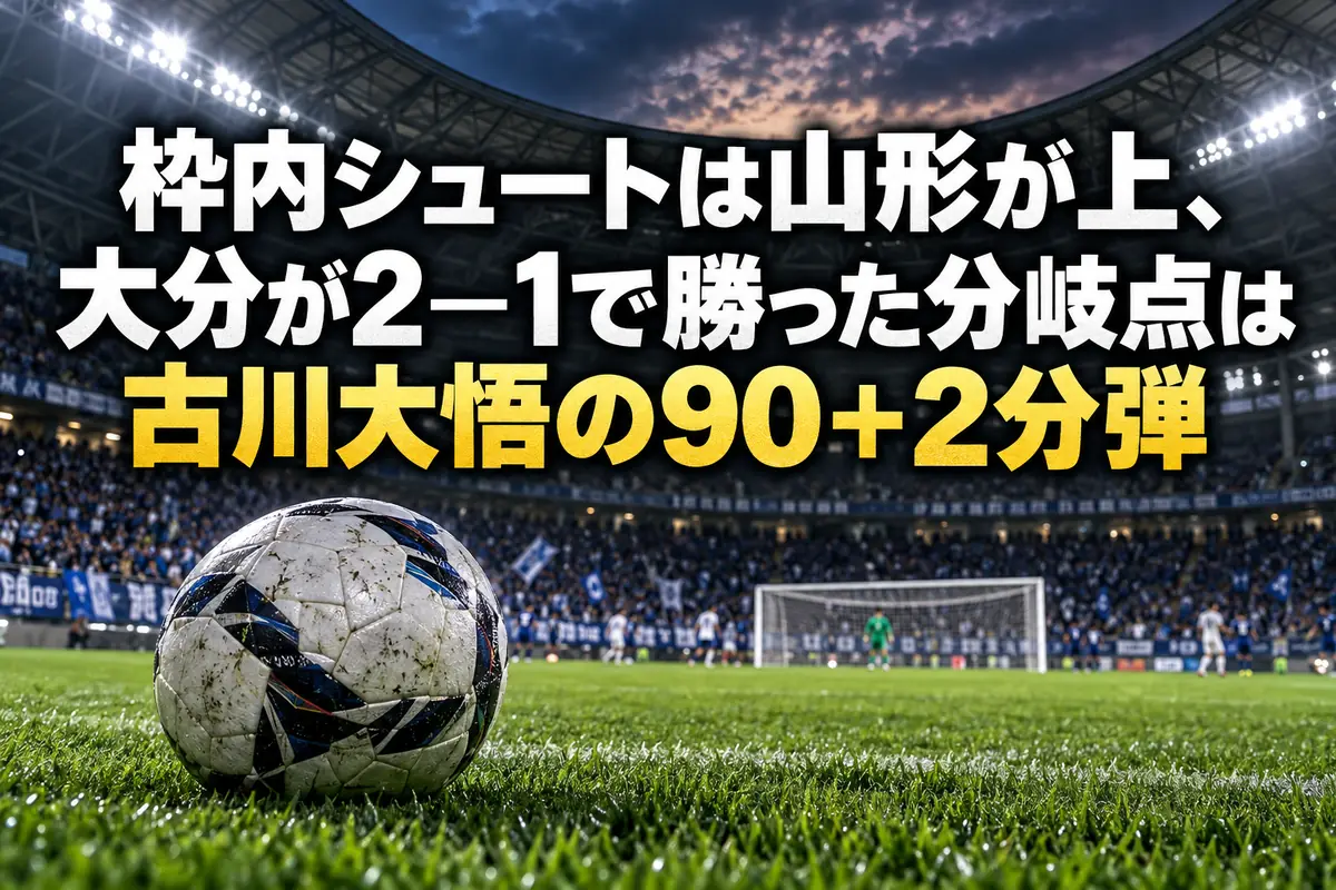 屋根付きのサッカースタジアムで照明に照らされたピッチとボール。