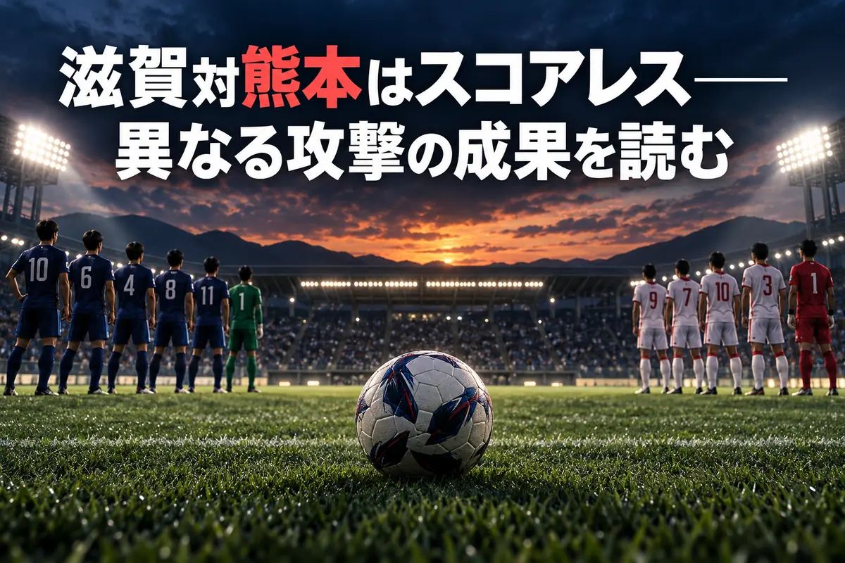 サッカー場のピッチと向かい合う両チームを描いたイメージ。