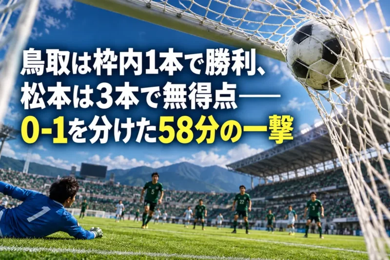 サッカースタジアムでゴールネットを揺らすボールのイメージ。