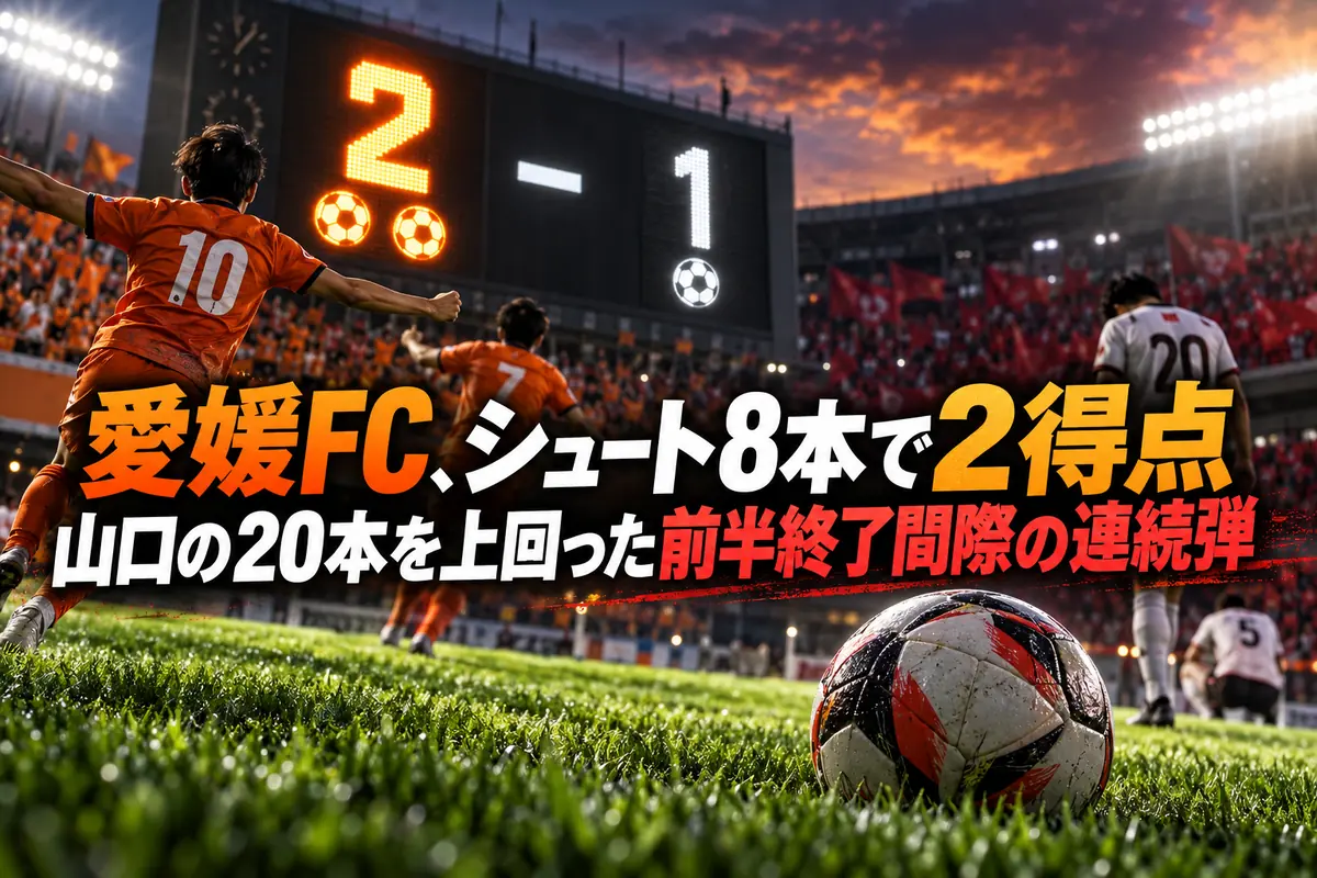 照明に照らされたサッカー場と芝生の上のボールを描いたイラスト。