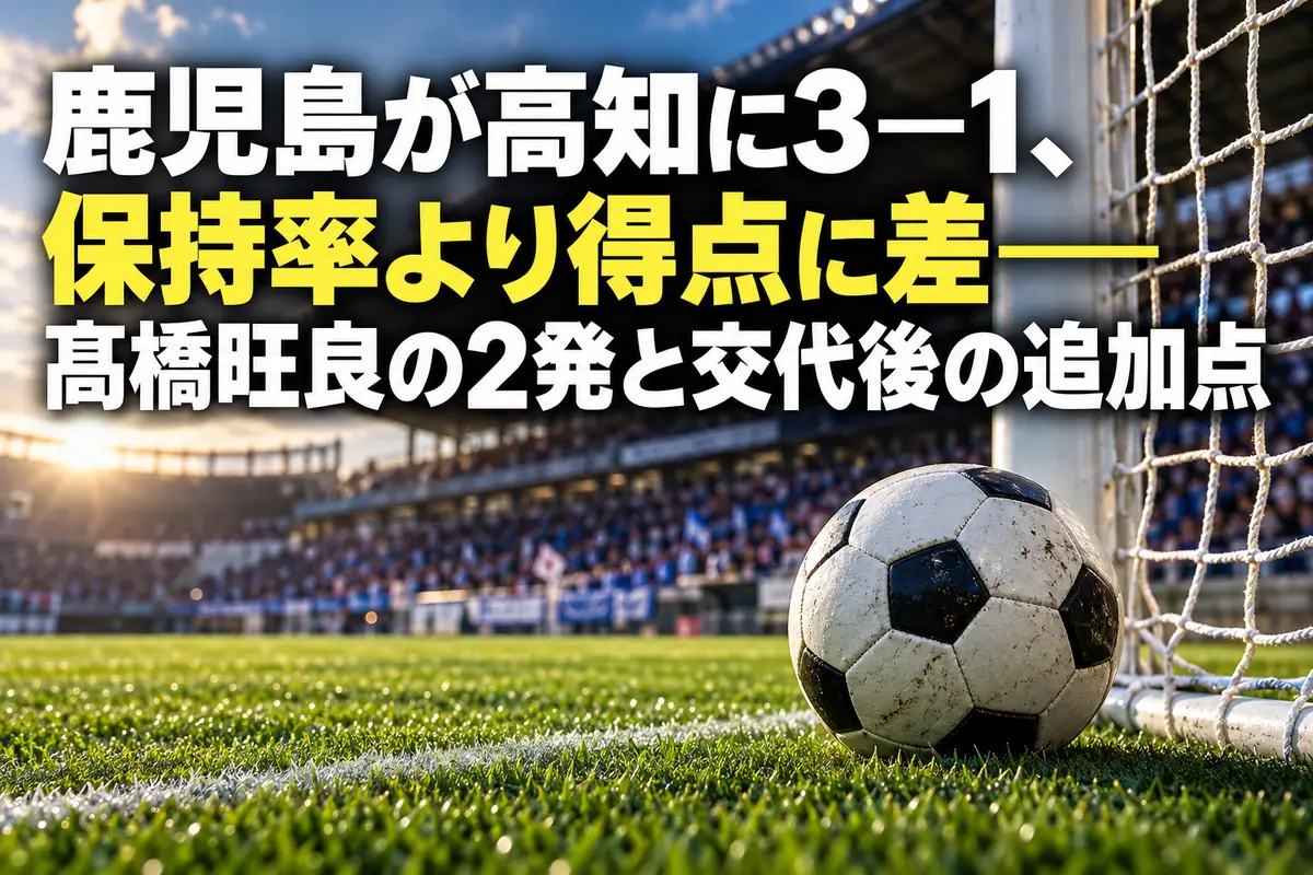サッカーのゴールネットとピッチ上のボール。